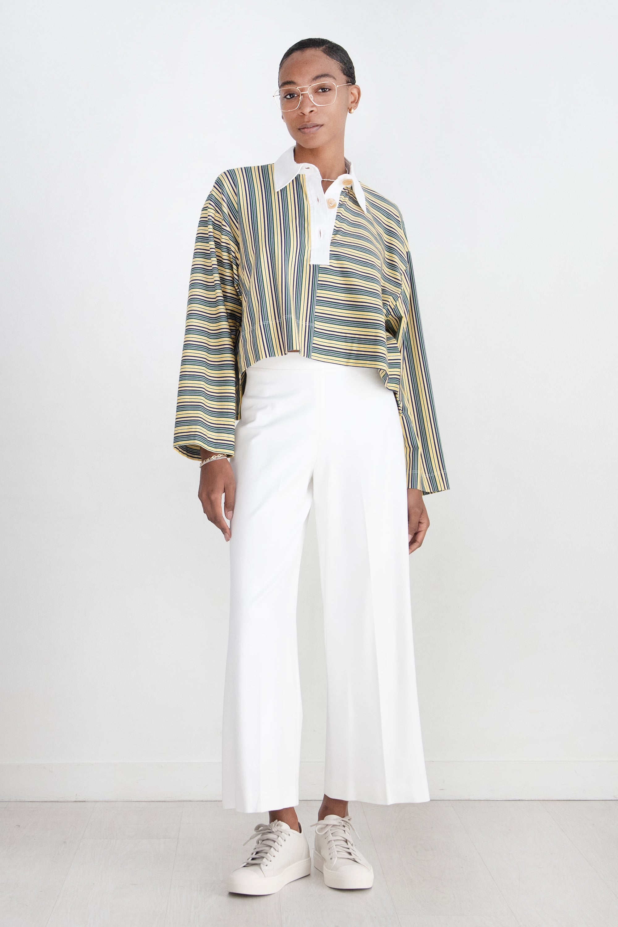 Cropped Straight Pant White - Rosetta Getty | Kick Pleat