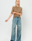 Cropped Sleeve T Shirt, Tan & Brown