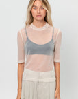 Cropped Sleeve T-Shirt - Sheer, White