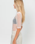 Cropped Sleeve T-Shirt - Sheer, White