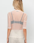 Cropped Sleeve T-Shirt - Sheer, White