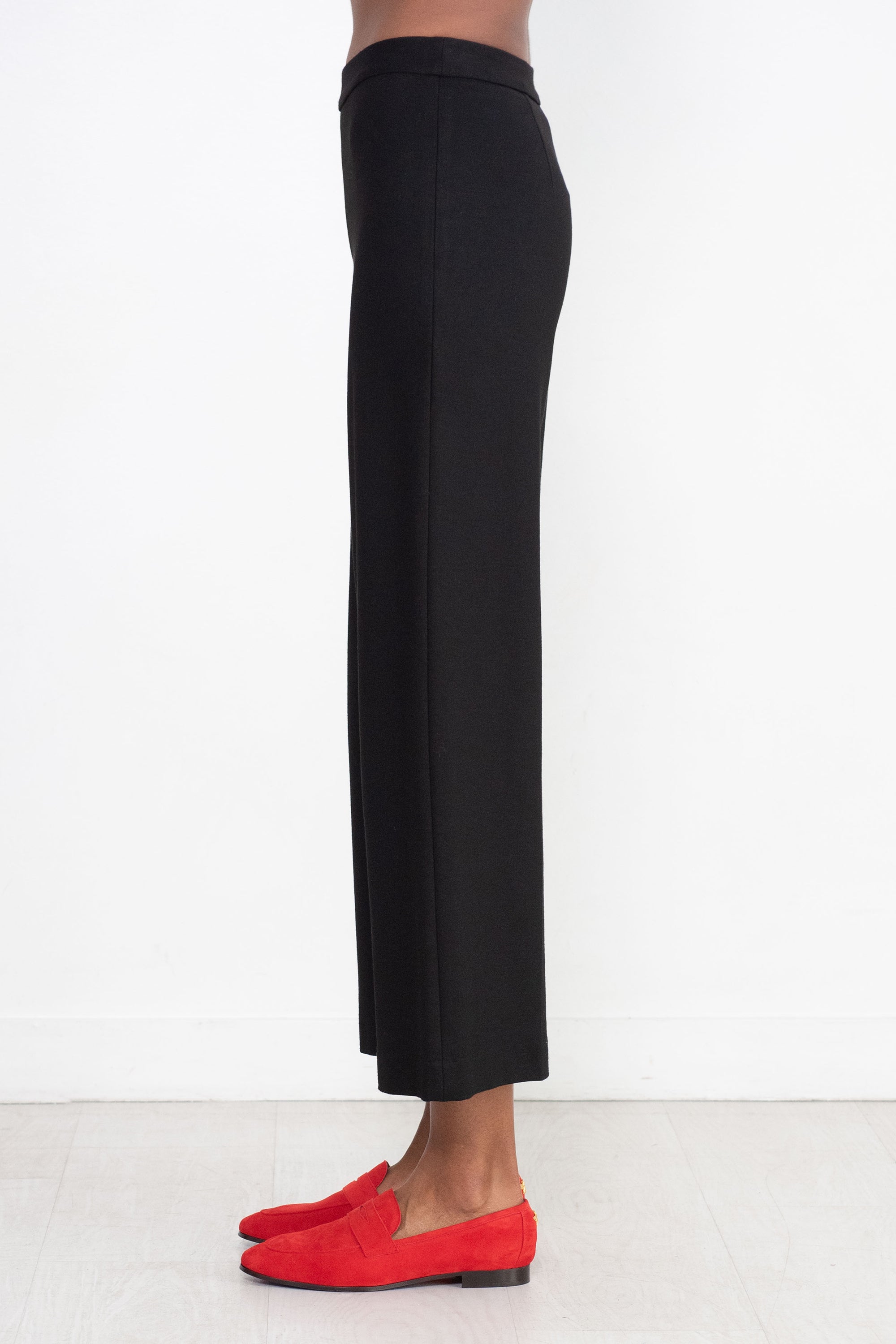 ROSETTA GETTY PULL ON STRAIGHT TROUSER, BLACK Kick Pleat
