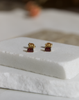 Amalfi Garnet Emerald Cut Studs, Garnet