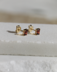 Amalfi Garnet Emerald Cut Studs, Garnet