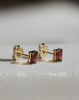 Amalfi Garnet Emerald Cut Studs, Garnet