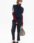 Sleeveless High Neck Top, Navy
