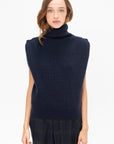 Sleeveless High Neck Top, Navy