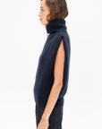 Sleeveless High Neck Top, Navy
