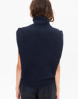 Sleeveless High Neck Top, Navy