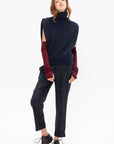 Sleeveless High Neck Top, Navy