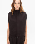 Zipped Sleeveless Cardigan, Brown