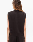 Zipped Sleeveless Cardigan, Brown