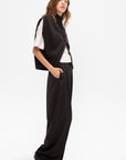 Zipped Sleeveless Cardigan, Brown