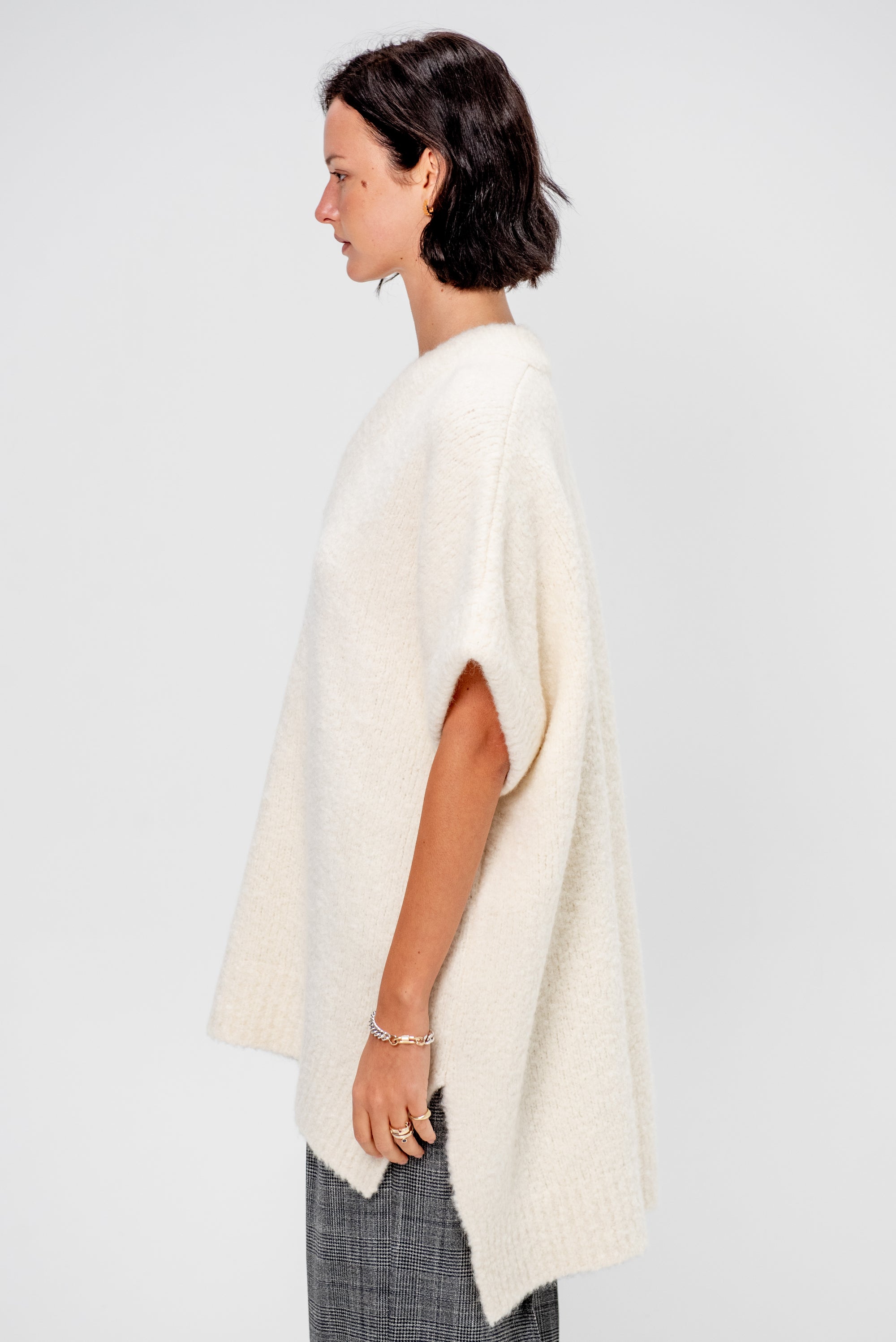 Teddy V Neck Sweater Dress, Ivory