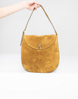 Large Tondo Hobo In Suede, Sepia