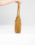 Large Tondo Hobo In Suede, Sepia