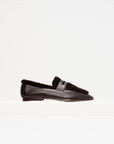 Calfskin & Shearling Essenziale Loafer, Chocolate
