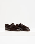 Calfskin & Shearling Essenziale Loafer, Chocolate