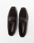 Calfskin & Shearling Essenziale Loafer, Chocolate