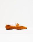 Suede & Shearling Essenziale Loafer, Sand & Cognac