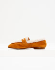 Suede & Shearling Essenziale Loafer, Sand & Cognac