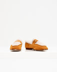 Suede & Shearling Essenziale Loafer, Sand & Cognac