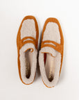 Suede & Shearling Essenziale Loafer, Sand & Cognac