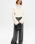 Teddy High Neck Sweater, Ivory