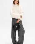 Teddy High Neck Sweater, Ivory