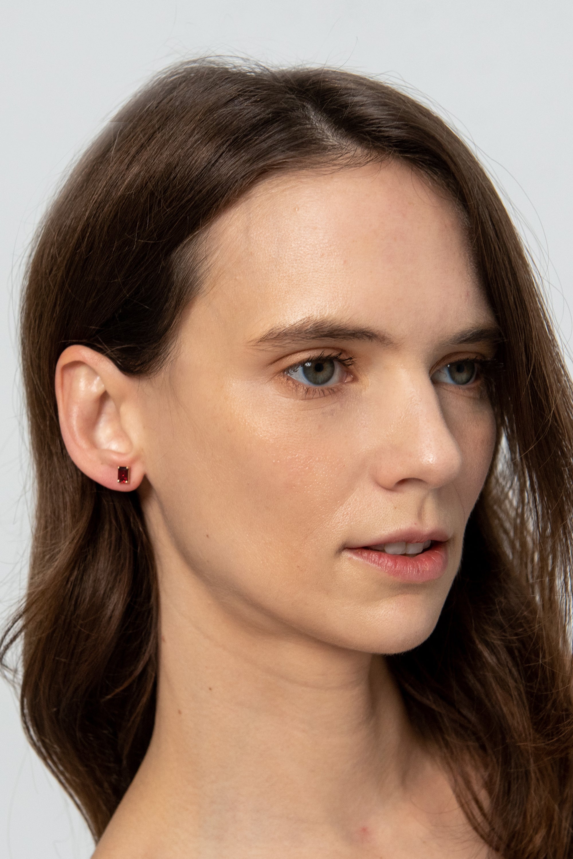 Amalfi Garnet Emerald Cut Studs, Garnet