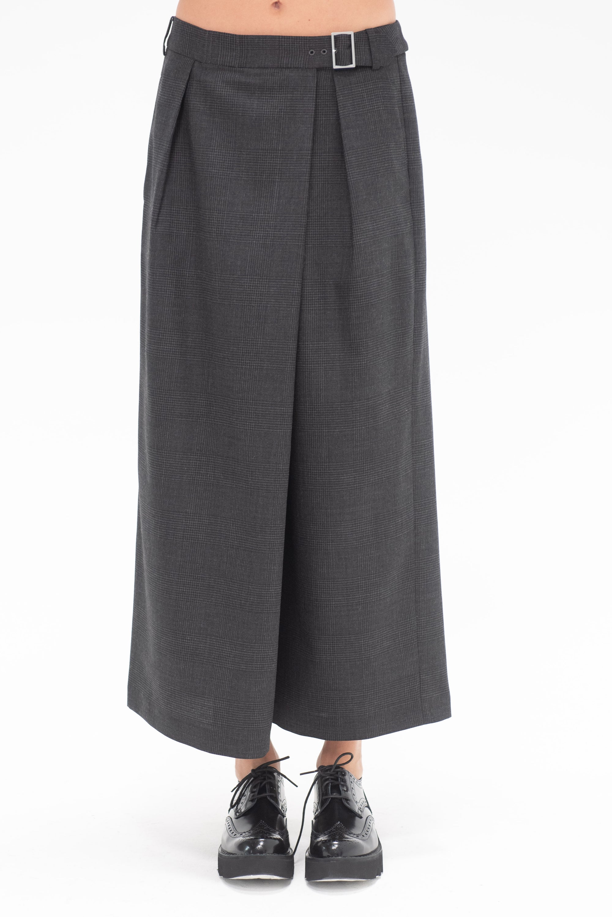 TIBI - Adler Glenplaid Wrap Pant, Grey Multi