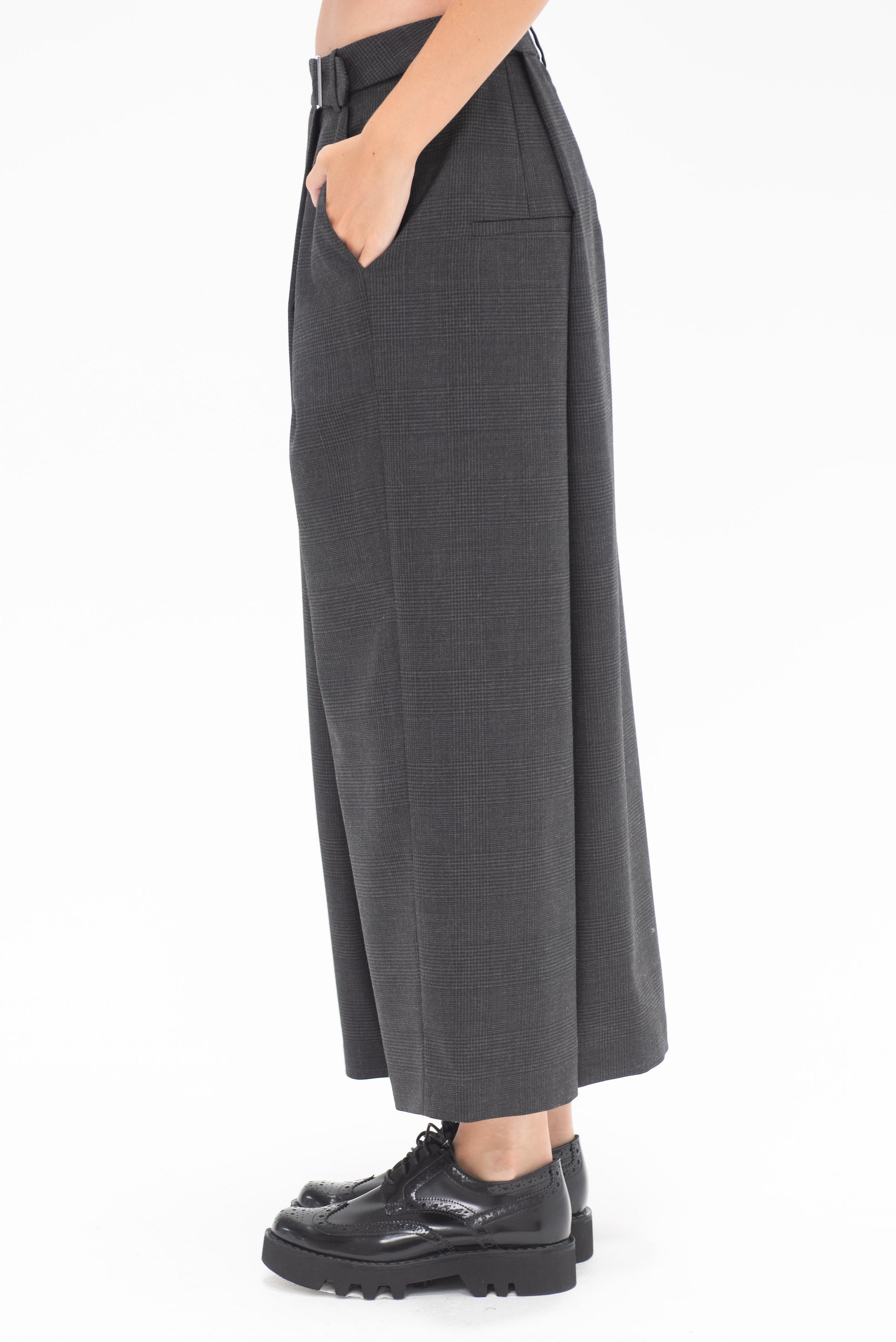 TIBI - Adler Glenplaid Wrap Pant, Grey Multi
