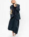 Menswear Nylon Asymmetrical Balloon Skirt - Short, Navy Multi