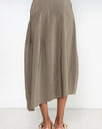 TIBI - Nylon Asymmetrical Balloon Skirt, Dark Taupe