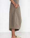 TIBI - Nylon Asymmetrical Balloon Skirt, Dark Taupe