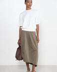 TIBI - Nylon Asymmetrical Balloon Skirt, Dark Taupe
