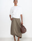 TIBI - Nylon Asymmetrical Balloon Skirt, Dark Taupe