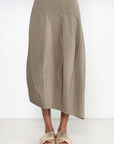 TIBI - Nylon Asymmetrical Balloon Skirt, Dark Taupe