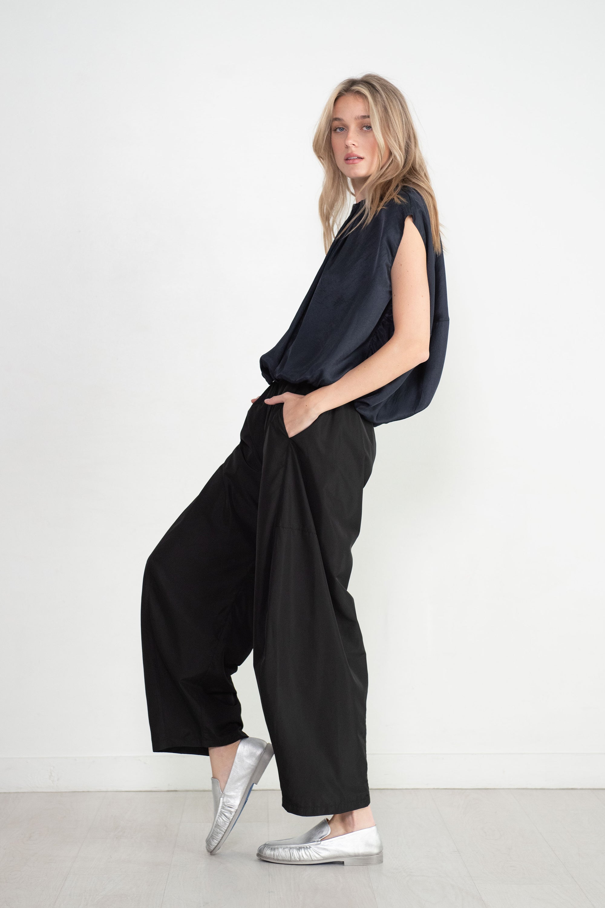 TIBI - Italian Sporty Nylon Winslow Pant, Black