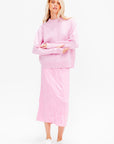 Boiled Wool Crewneck Easy Pullover, Pink