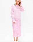 Boiled Wool Crewneck Easy Pullover, Pink