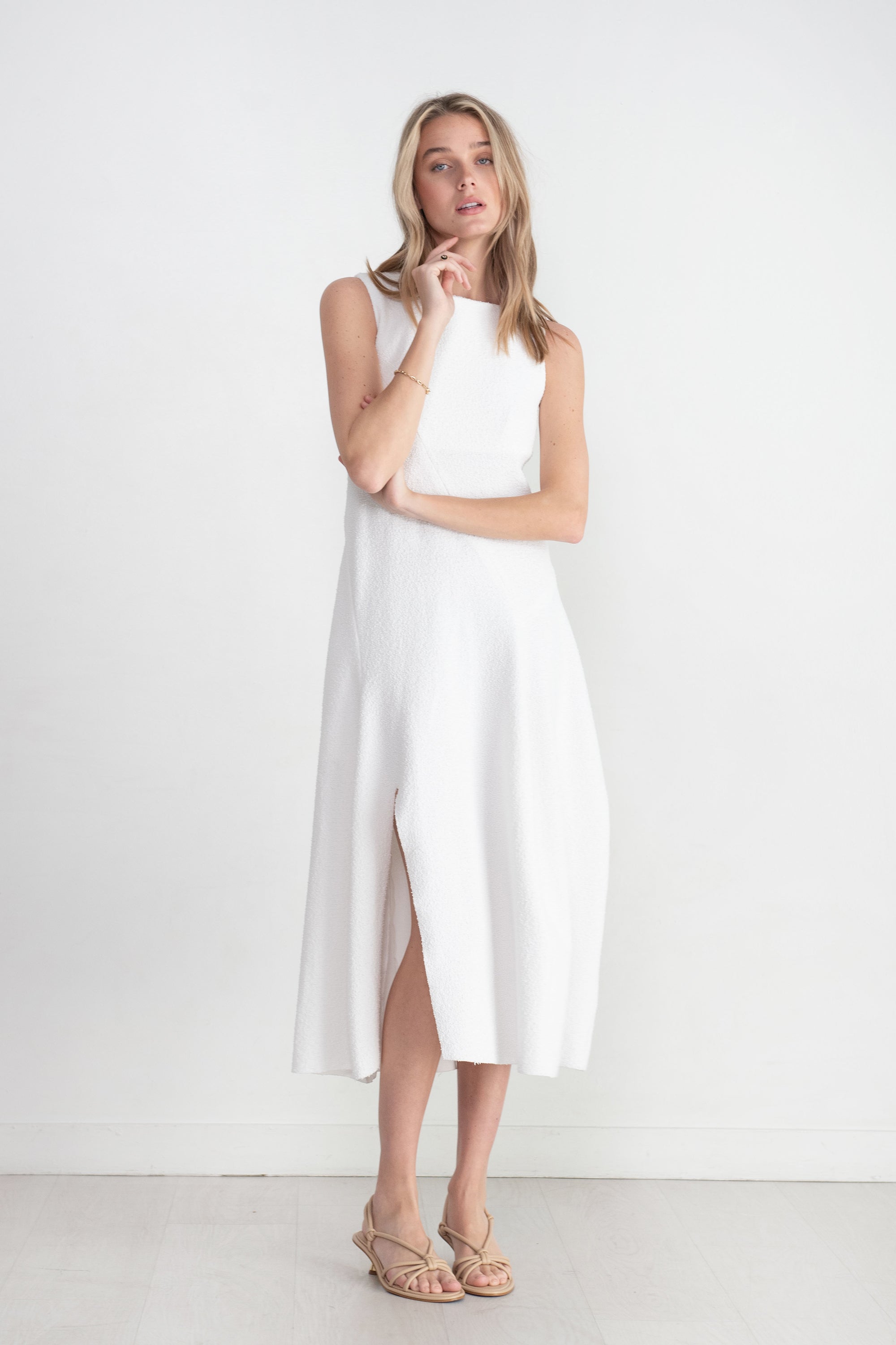 TIBI - Boucle Knit Sculpted Dress, White