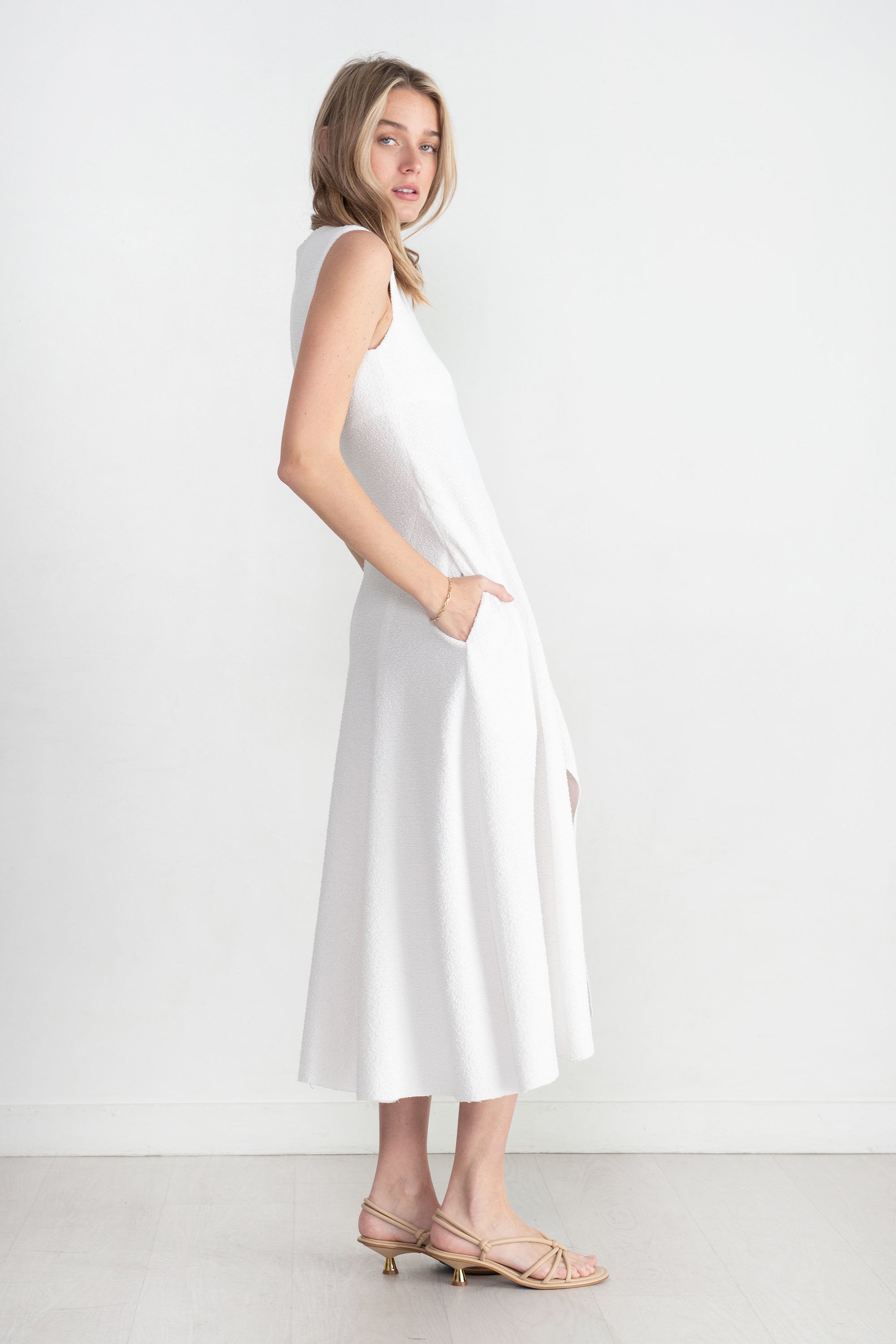 TIBI - Boucle Knit Sculpted Dress, White