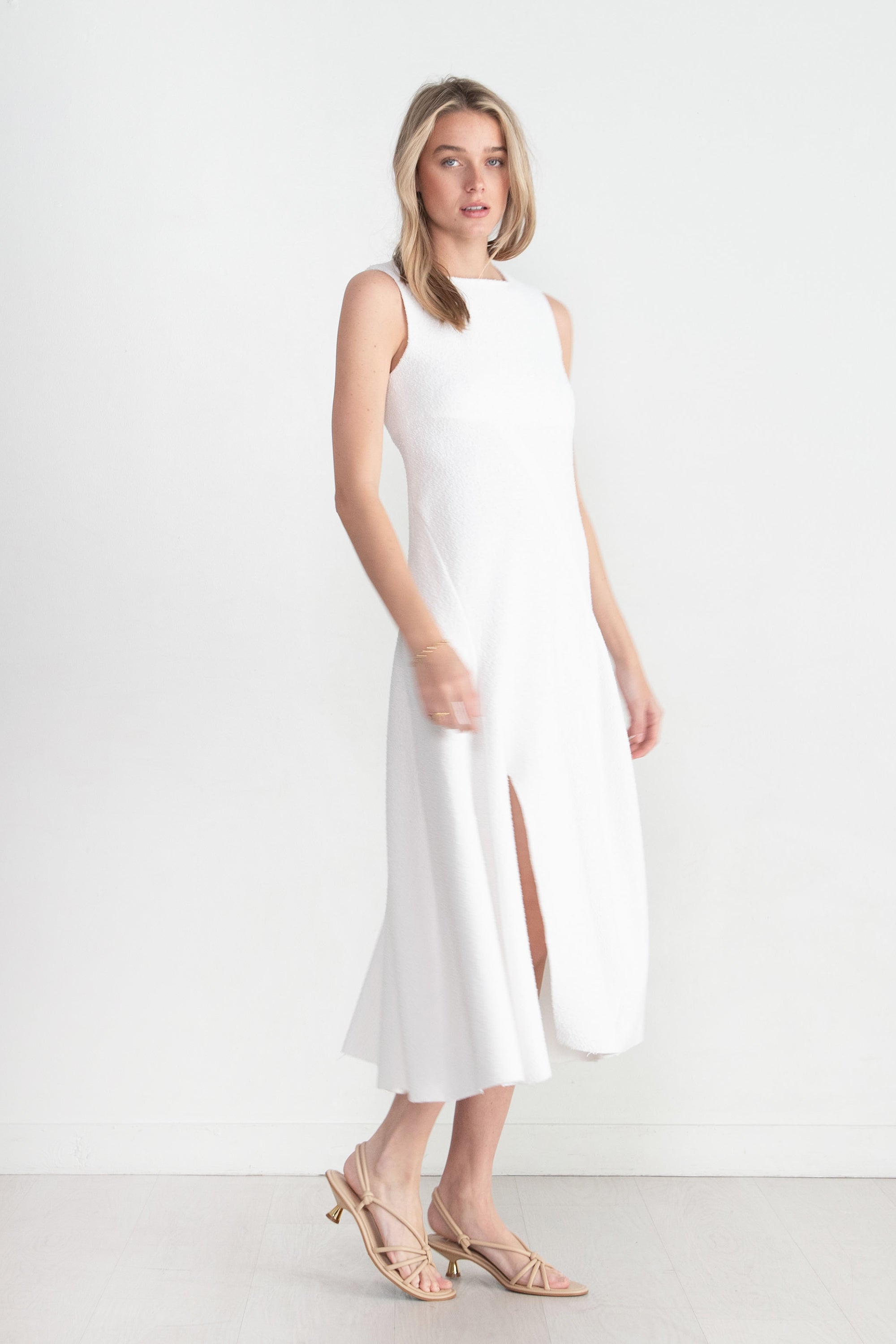 TIBI - Boucle Knit Sculpted Dress, White