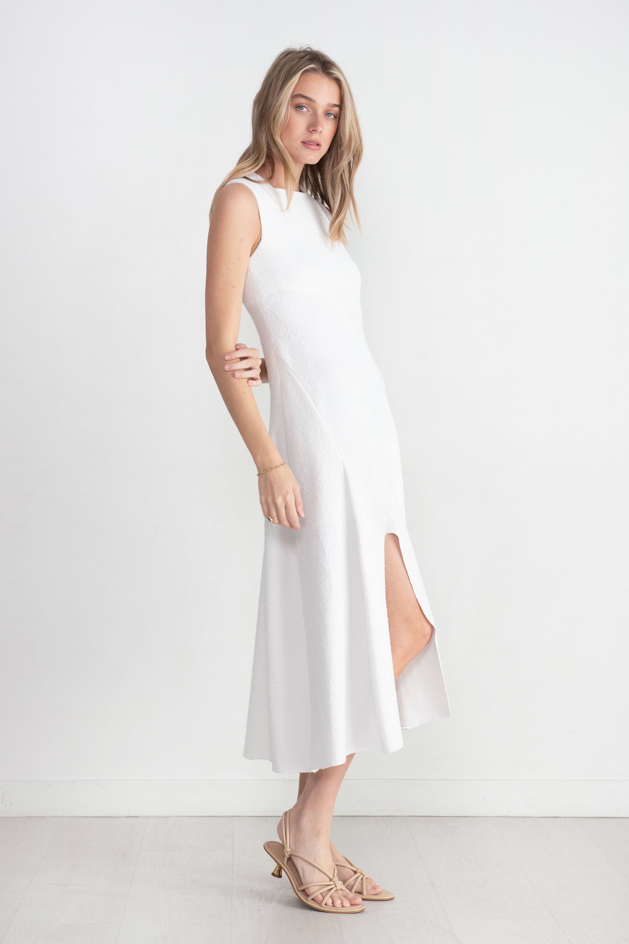 TIBI - Boucle Knit Sculpted Dress, White