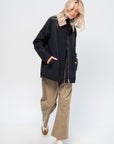 Lotte Nylon Carcoat With Removable Sherpa Collar, Black