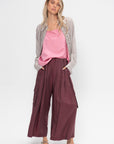 Silk Voile Cargo Triple Pleat Pant - Short, Light Mulberry