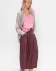 Silk Voile Cargo Triple Pleat Pant - Short, Light Mulberry