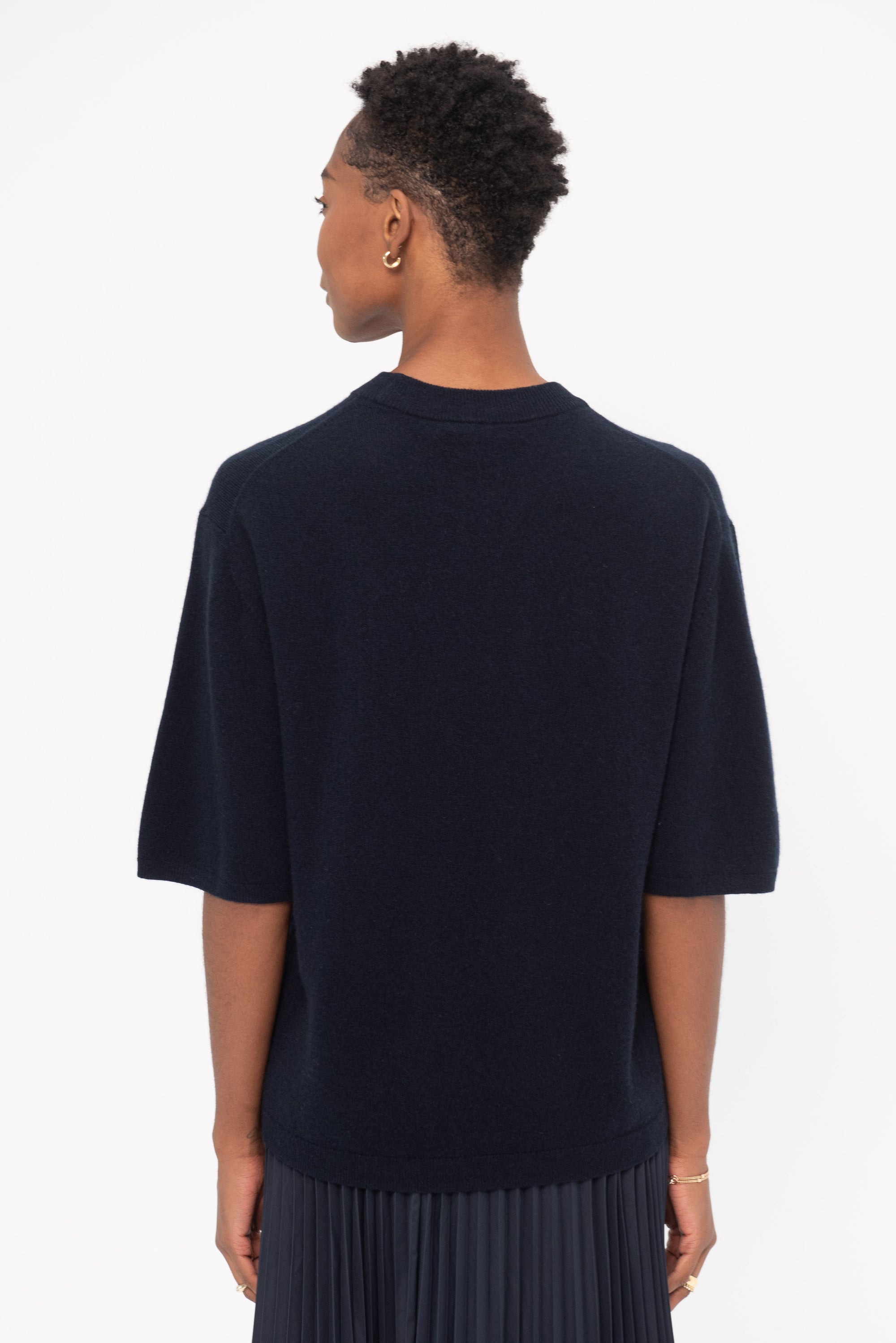 TIBI - Washable Cashmere Oversized Easy T, Navy