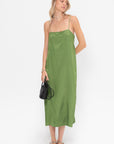 Summer Acetate Crinkle Slip Dress, Chartreuse